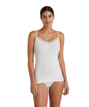 Bras & Tops Dama Falke Top Round-neck Daily Lace Albi | 1273HQVNG