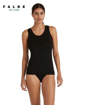 Bras & Tops Dama Falke Top Round-neck Daily ClimaWool Negrii | 0593DIPCQ
