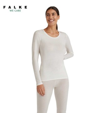 Camasa Dama Falke Long sleeve shirt Round-neck Daily ClimaWool Albi | 7216TPSAU