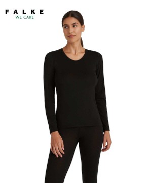 Camasa Dama Falke Long sleeve shirt Round-neck Daily ClimaWool Negrii | 7638ASQGC