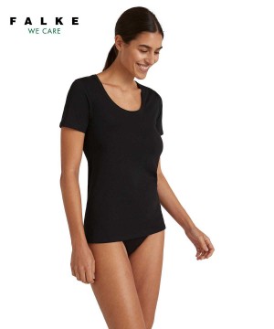 Camasa Dama Falke T-Shirt Round-neck Daily Natural Negrii | 7314NKLYJ