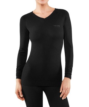 Cămașă Cu Mânecă Lungă Dama Falke Long sleeve shirt Wool-Tech Light Negrii | 6170YROPU