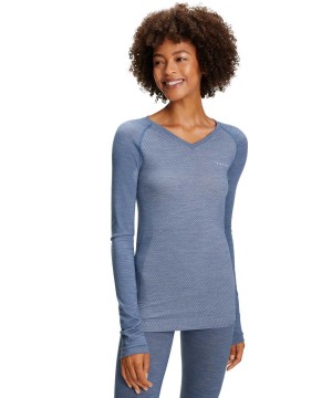 Cămașă Cu Mânecă Lungă Dama Falke Long sleeve shirt Wool-Tech Light Albastri | 4513QUGKN