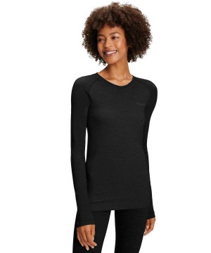 Cămașă Cu Mânecă Lungă Dama Falke Long sleeve shirt Wool-Tech Light Negrii | 0273TPUMO
