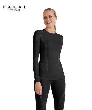 Cămașă Cu Mânecă Lungă Dama Falke Long sleeve shirt Wool-Tech Negrii | 3789HFNYK