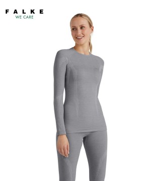Cămașă Cu Mânecă Lungă Dama Falke Long sleeve shirt Wool-Tech Gri | 4983OQUIH