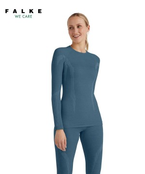Cămașă Cu Mânecă Lungă Dama Falke Long sleeve shirt Wool-Tech Albastri | 0145RYXTF