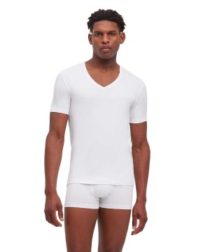 Cămașă Cu Mânecă Scurtă Barbati Falke 2-Pack T-Shirt V-neck Daily Comfort Albi | 6387AGKXS