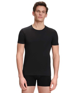Cămașă Cu Mânecă Scurtă Barbati Falke 2-Pack T-Shirt Round-neck Daily Comfort Negrii | 5049IPDKO