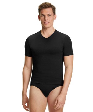 Cămașă Cu Mânecă Scurtă Barbati Falke 2-Pack T-Shirt V-neck Daily Comfort Negrii | 1957VZFCQ