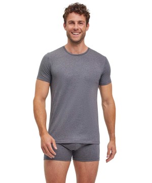 Cămașă Cu Mânecă Scurtă Barbati Falke 2-Pack T-Shirt Round-neck Daily Comfort Gri | 4980QUEJT