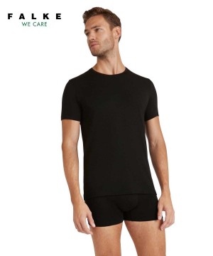 Cămașă Cu Mânecă Scurtă Barbati Falke T-Shirt Round-neck Daily ClimaWool Negrii | 8243OBHMJ
