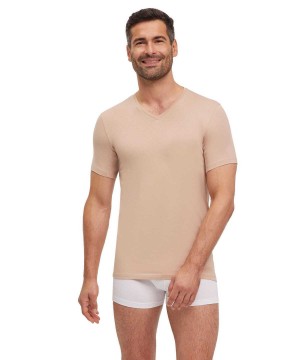 Cămașă Cu Mânecă Scurtă Barbati Falke T-Shirt V-neck Daily Climate Control Maro | 3628RVUBF