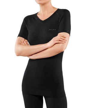 Cămașă Cu Mânecă Scurtă Dama Falke T-Shirt Wool-Tech Light Negrii | 2807NQSTO
