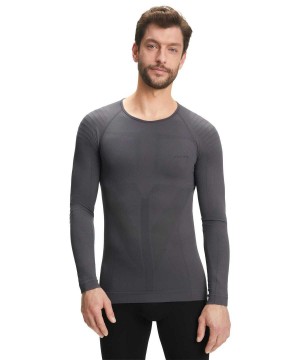 Long Sleeve T-Shirts Barbati Falke Long sleeve shirt Warm Negrii | 5708RLNAX