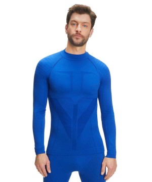 Long Sleeve T-Shirts Barbati Falke Long sleeve shirt Warm Albastri | 9528YLHVX