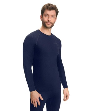 Long Sleeve T-Shirts Barbati Falke Long sleeve shirt Maximum Warm Albastri | 7168YLWCT