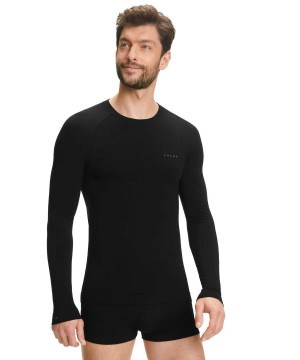 Long Sleeve T-Shirts Barbati Falke Long sleeve shirt Wool-Tech Light Negrii | 1345CKNTS