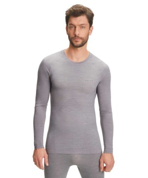 Long Sleeve T-Shirts Barbati Falke Long sleeve shirt Wool-Tech Light Gri | 5210GZHOC