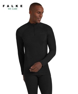 Long Sleeve T-Shirts Barbati Falke Long sleeve shirt Wool-Tech Negrii | 6470TUYAS