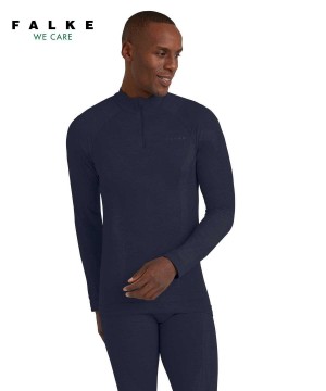 Long Sleeve T-Shirts Barbati Falke Long sleeve shirt Wool-Tech Albastri | 2851VZTKM