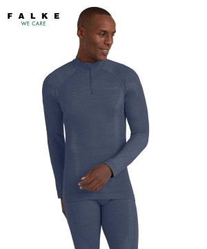 Long Sleeve T-Shirts Barbati Falke Long sleeve shirt Wool-Tech Albastri | 5326QFCPA