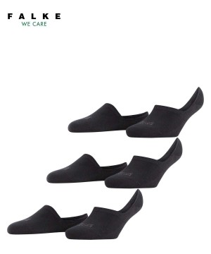 No Show Socks Dama Falke Step 3-Pack Invisibles Negrii | 7189WXEKI
