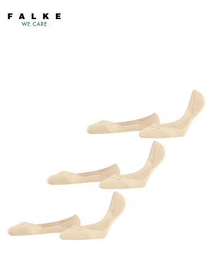 No Show Socks Dama Falke Step 3-Pack Invisibles Bej | 9528YUGJX