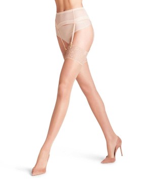 Thigh Highs Dama Falke Seidenglatt 15 DEN Stockings Bej | 8370QPLYW