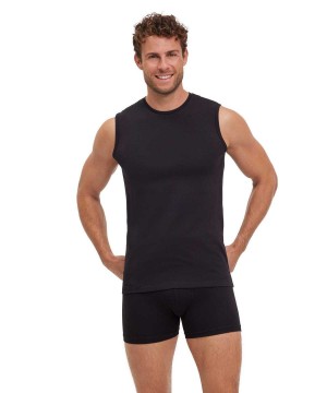 Vesta Barbati Falke 2-Pack Top Round-neck Daily Comfort Negrii | 3064MQPNE